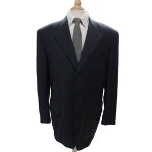 Canali Mens Blue Check Wool Blazer Size 56